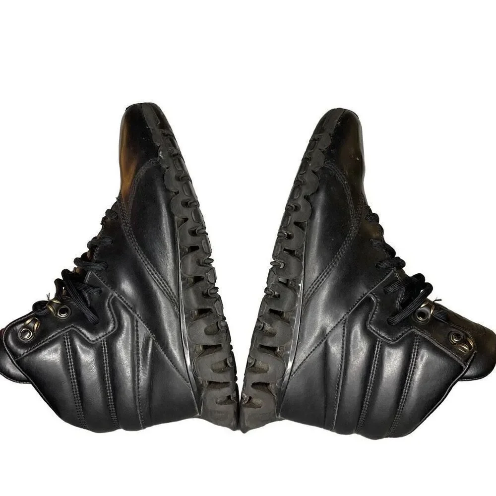 Reebok Zig Tech High Top Black Leather Sneaker Size 5.5